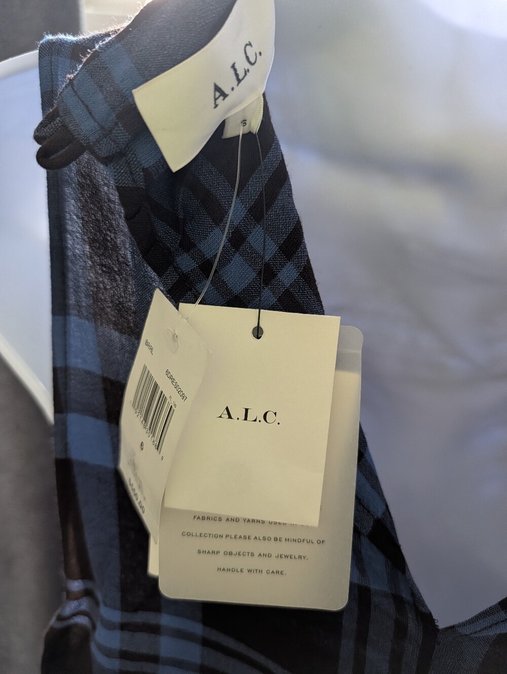 ALC Blue Plaid Iggy Dress - Asymmetrical Punk Sleeveless Maxi - Picture 4 of 16